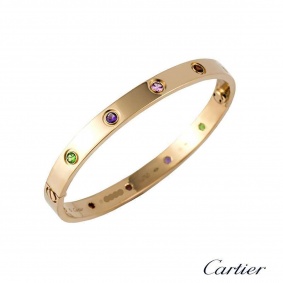 Cartier Rose Gold Coloured Stones Love Bracelet Size 16 B6036516